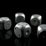 Set of 5 aluminum dice, model D5AA, silver color